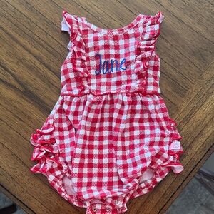 Ruffle Butts Red and White Checkered Romper